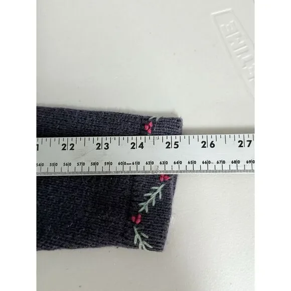 VTG Northern Treasures Womens M Navy Blue Button-Up Cardigan Holiday Sweater - Picture 5 of 7